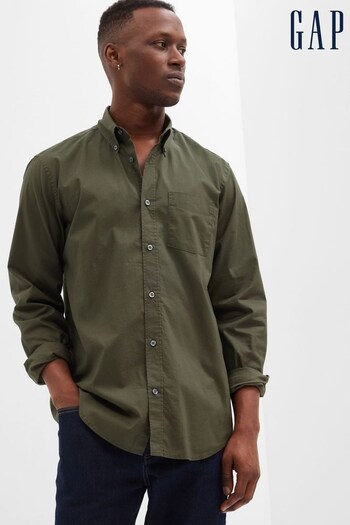 Gap Green Stretch Long Sleeve Poplin Shirt in Standard Fit (K25407) | £35