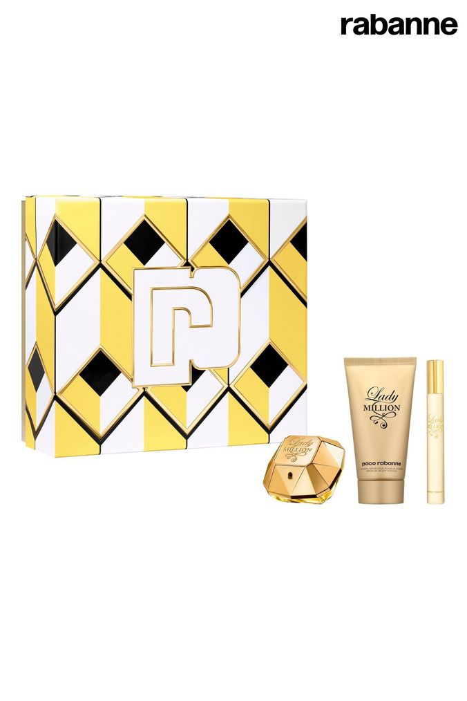 Paco Rabanne Lady Million EDP 50ml Body Lotion 75ml Travel Spray 10ml Gift Set (K25412) | £71