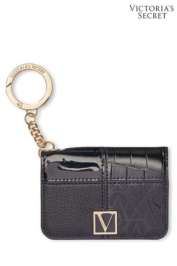Victoria's Secret Noir Black Patchwork The Victoria Card Case Keychain (K25463) | £18