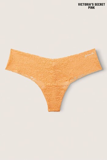 Victoria's Secret PINK Light Orange Thong Lace No Show Knickers (K25563) | £4