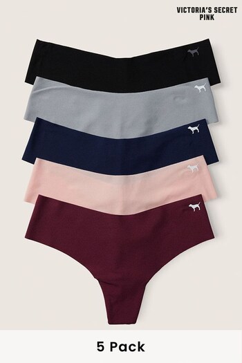 Victoria's Secret PINK Black/Grey/Pink/Blue Thong Smooth No Show Knickers Multipack (K25607) | £27