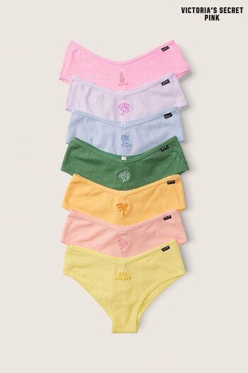 Victoria's Secret PINK Pink/Blue/Green/Orange/Yellow Days of the Week Cotton Cheeky Knickers 7 Pack (K25626) | £35