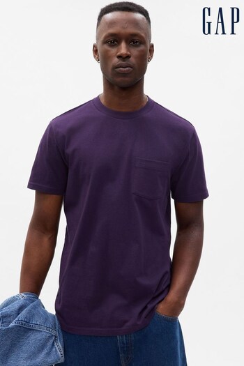 Gap Purple Organic Cotton Short Sleeve Pocket Crew Neck T-Shirt (K25769) | £18