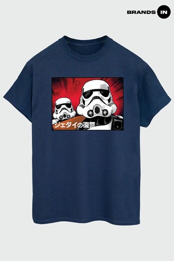 Brands In Navy Star Wars Stormtrooper Japanese Navy T-Shirt by Brands In (K25787) | £23