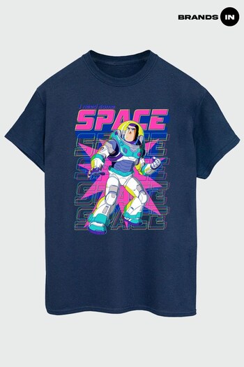 Brands In Navy Lightyear Buzz I Need Space Navy Boyfriend Fit T-Shirt (K25797) | £23
