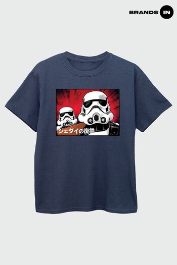 Brands In Navy Star Wars Stormtrooper Japanese Navy T-Shirt (K25811) | £17