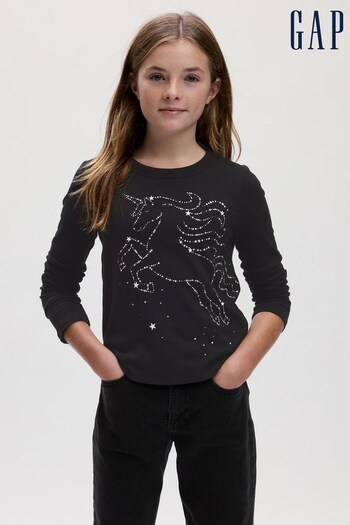 Gap Black 100% Organic Cotton Graphic  T-Shirt (K25965) | £10