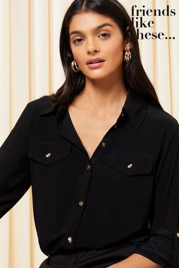 air jordan 4 whitecement x air jordan 4 hangtime t shirt Black Long Sleeve Button Through Jersey Shirt (K26034) | £30