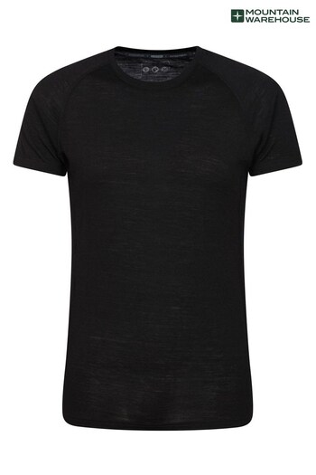 Mountain Warehouse Black Summit Mens Merino T-Shirt (K26137) | £40