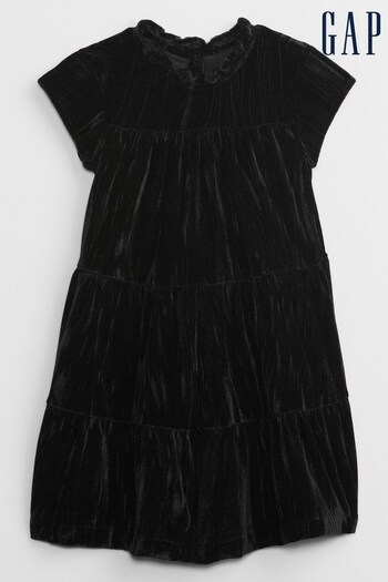 Gap Black Velvet Short Sleeve Dress (K26443) | £16