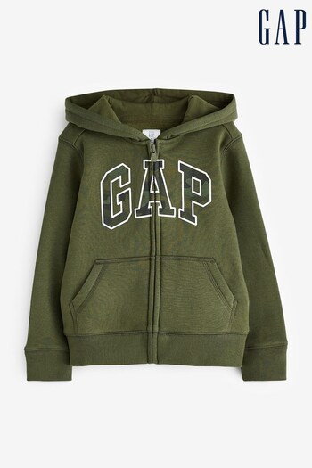 Gap Khaki Green Logo Zip Up Hoodie (K26505) | £24