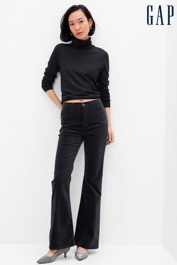 Gap Black High Waisted 70s Flare Velvet Trousers (K26506) | £50