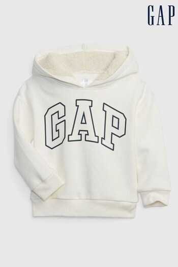 Gap White Logo Sherpa Lined Hoodie (K26531) | £20