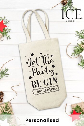 Personalised Fairtrade Certified Christmas Let The Party Be Gin Bottle bag by Ice London (K26582) | £10