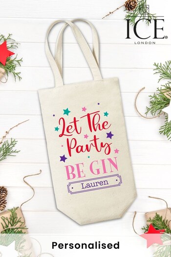 Personalised Fairtrade Certified Christmas Let The Party Be Gin Bottle Bag by Ice London (K26583) | £10