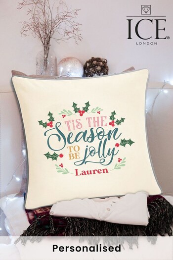 Personalised Fairtrade Certified Tis The Season To Be Jolly Christmas Cushion Cover by Ice London (K26587) | £12