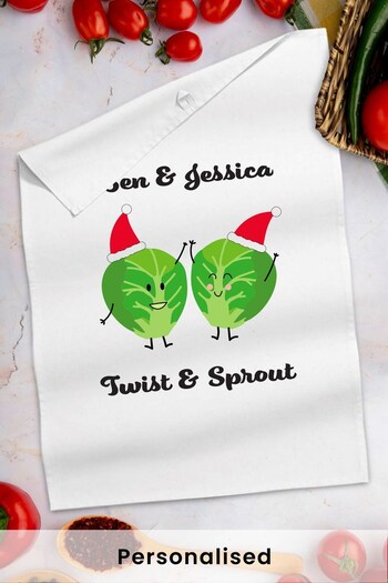 Persoanlised Christmas Sprouts Tea Towel by Ice London (K26592) | £12