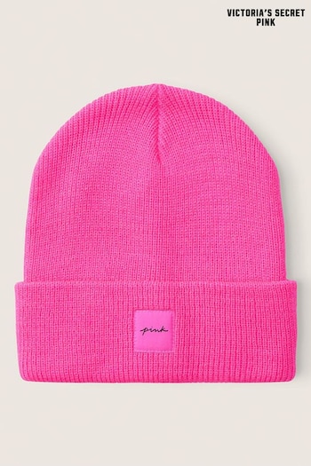 Victoria's Secret PINK Atomic Pink Rib Beanie Hat (K26601) | £16