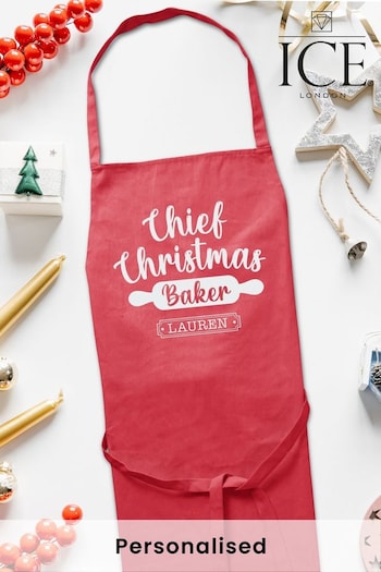 Persoanlised Chief Christmas Baker Apron - Red by Ice London (K26605) | £20