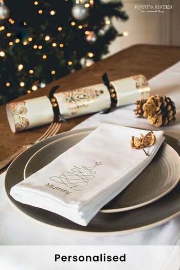 Set of 4 Personalised Christmas Tree Embroidered Napkins by Jonny's Sister (K26626) | £54