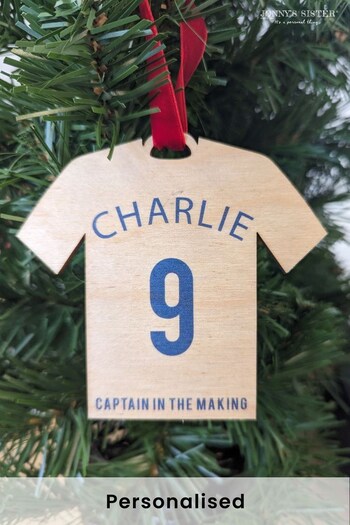 Personalised Wooden Football Shirt Christmas Decoration by Jonny's Sister (K26633) | £12