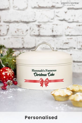 Personalised Christmas Red Bow Cake Tin by Jonny's Sister (K26640) | £46