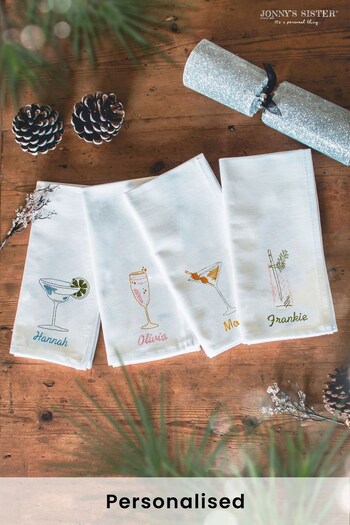 Set of 2 Personalised Embroidered ‘Friendsmas’ Napkins by Jonny's Sister (K26669) | £30