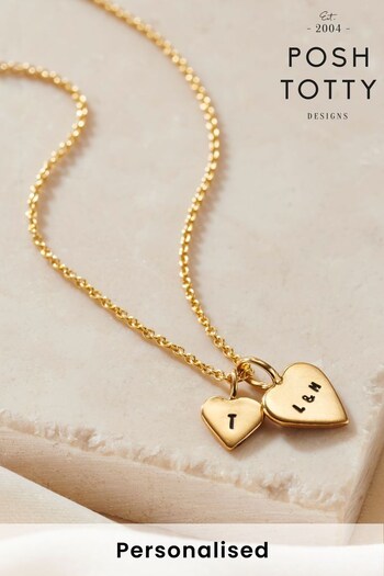 Personalised Mother And Baby Heart Charm Necklace by Posh Totty (K26762) | £49