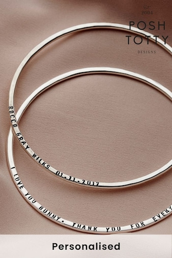 Personalised Message Bangle by Posh Totty (K26770) | £75