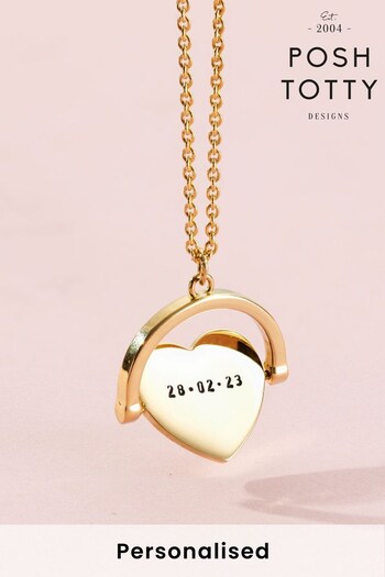 Personalised Heart Spinner Necklace by Posh Totty (K26784) | £79