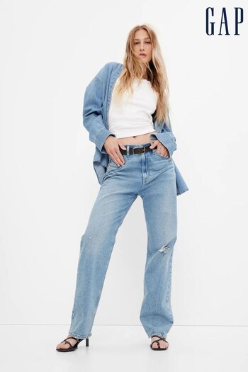 Gap Mid Wash Blue High Waisted Organic Cotton '90s Loose Fit Jeans Script (K26798) | £55