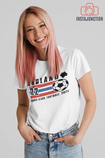 Instajunction White England Lionesses Football Championship Women's T-Shirt (K27127) | £21