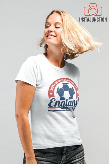 Instajunction White England Lionesses Football Championship Women's T-Shirt (K27129) | £21