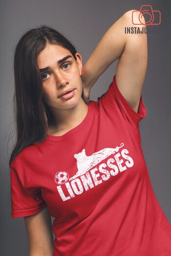 Instajunction Red England Lionesses Football Championship Women's T-Shirt (K27133) | £21