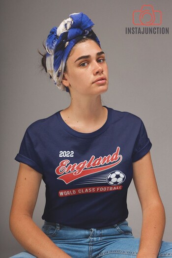 Instajunction Navy Blue England Lionesses Football Championship Women's T-Shirt (K27171) | £21