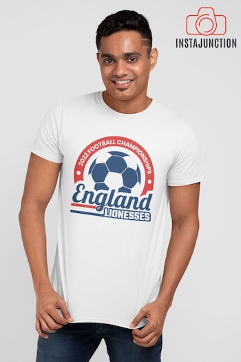 Lipsy White Instajunction England Lionesses Football Championship Men's T-Shirt (K27196) | £21