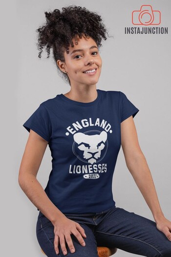 Lipsy Navy Blue Instajunction England Lionesses Football Championship Women's T-Shirt (K27199) | £21