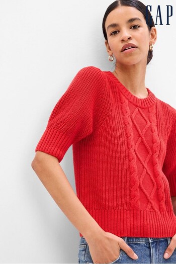 Gap Red Cable-Knit Puff Sleeve Jumper (K27292) | £35