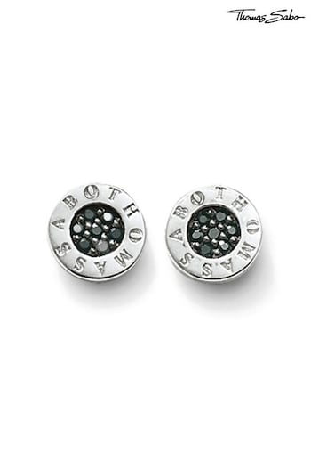Thomas Sabo Sterling Silver and Black Classic CZ Branded Ear Studs (K27463) | £69