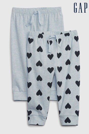 Gap Blue And Heart Print Organic Cotton Joggers 2-Pack - Baby (K27795) | £15