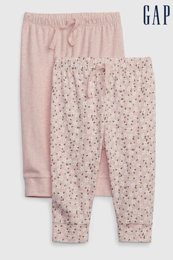 Gap Pink And Floral Print Organic Cotton Joggers 2-Pack - Baby (K27798) | £15