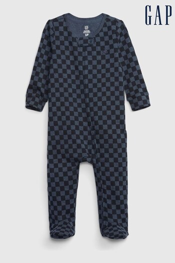 Gap Blue Print Long Sleeve Zip Baby Sleepsuit (K27811) | £20