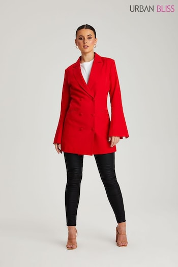 Urban Bliss Red Flare Sleeve Fitted Blazer Dress (K27914) | £50