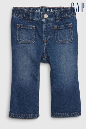 Gap Dark Wash Blue Organic Cotton Flare Cowl Jeans - Baby (K27946) | £20