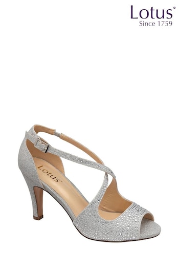 Lotus Footwear Silver Occasion Heeled Shoe with Cross Over Straps (K28079) | £70