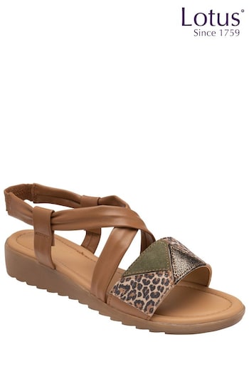 Lotus Footwear Brown Casual Open Toe Wedge Sandal (K28108) | £25