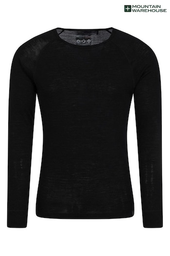 Mountain Warehouse Black Merino Long Sleeved Thermal Top - Mens (K28140) | £48