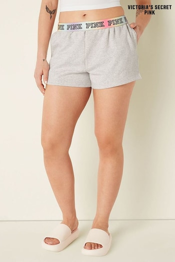 Victoria's Secret PINK Heather Stone Grey Rainbow Foldover Sweat Shorts (K28558) | £20