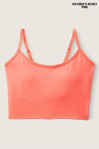 Victoria's Secret PINK Coral Flash Orange Ultimate Lightly Lined Twist Back Sports Bra (K28565) | £26