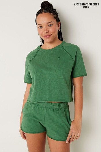 Victoria's Secret PINK Forest Pine Green Summer Lounge Short Sleeve TShirt (K28583) | £20